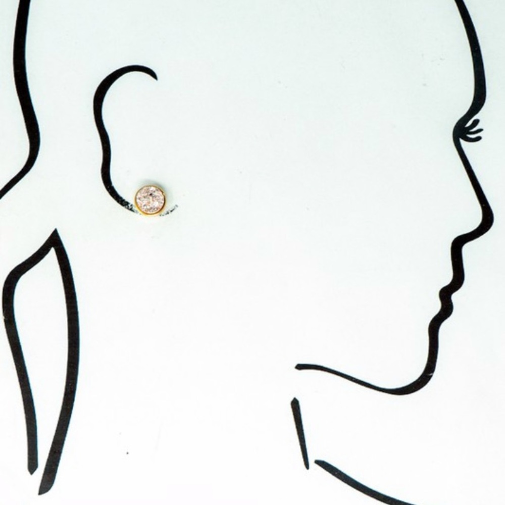 Boho Gold Mini Druzy Sparkling Stud Earrings - Picture 3 of 3